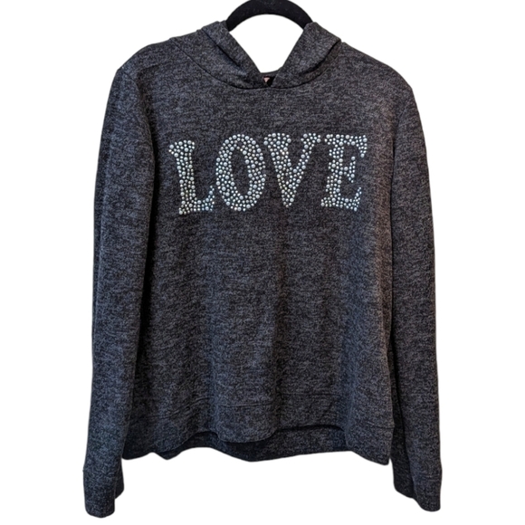 $3/30 SJS Women's Bedazzled Studded Love Logo Hoodie (L) - Picture 1 of 5
